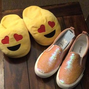 Cat & Jack shoes AND happy smile slippers